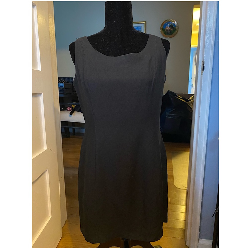 Square neck black dress